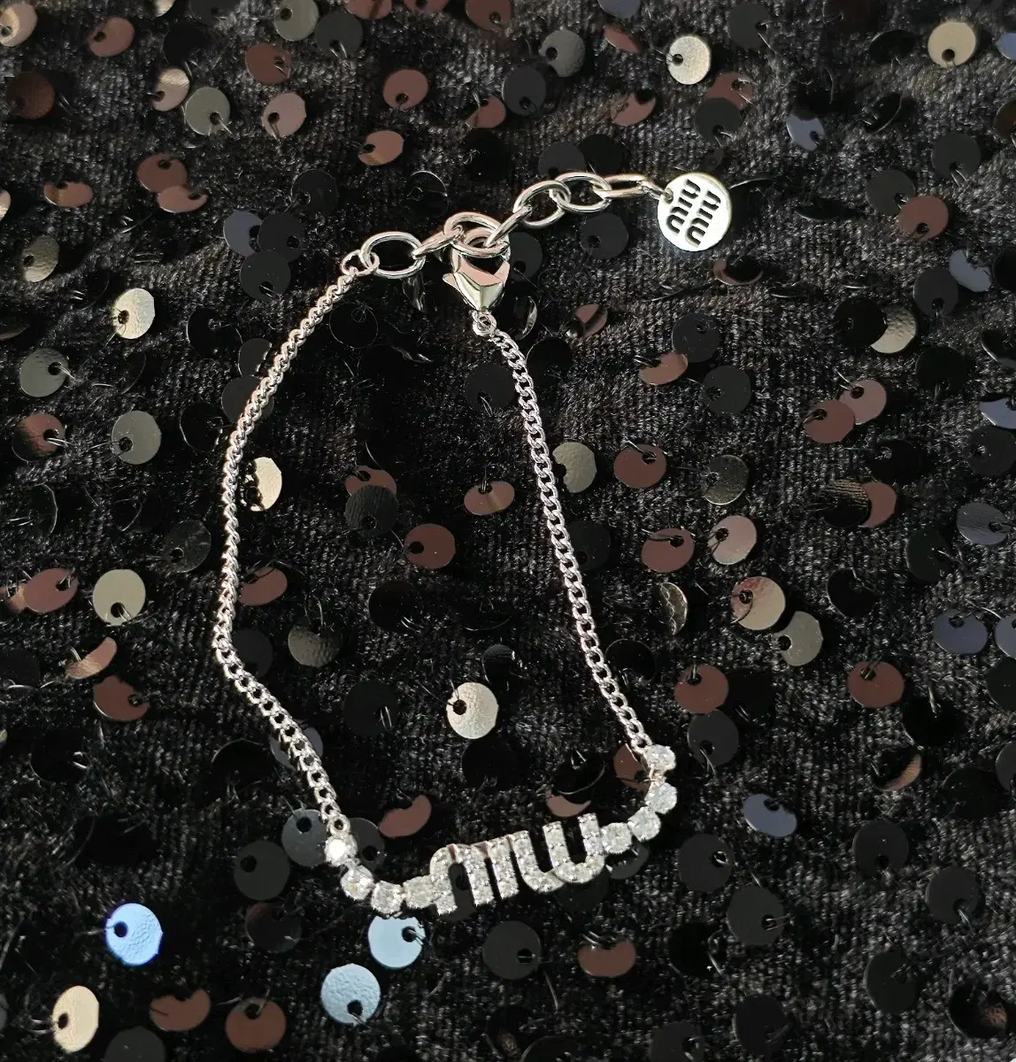 Miu Miu crystal-embellished metal bracelet