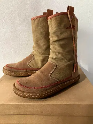 인디언 캔버스 가죽 썸머 부츠 베이지