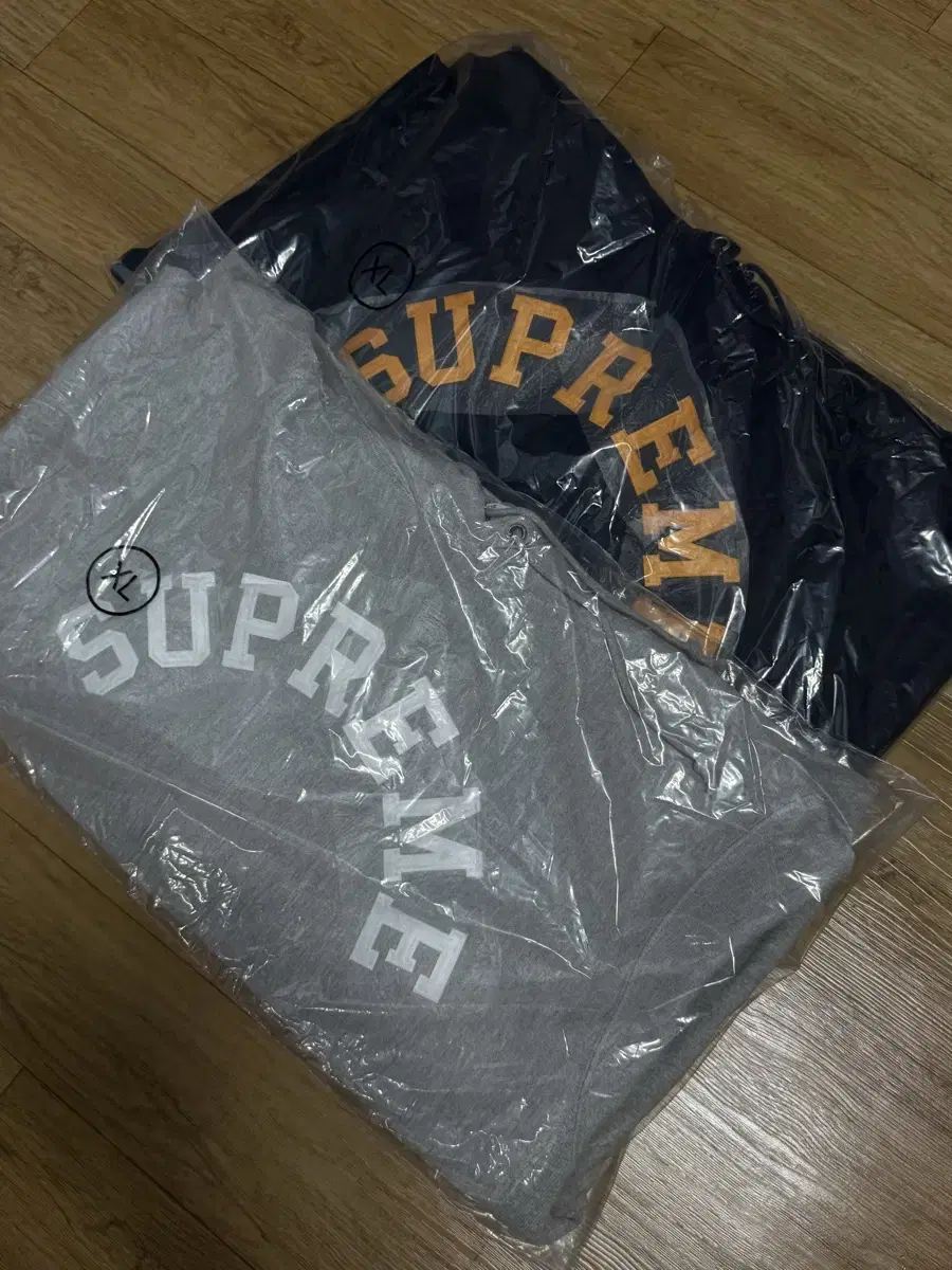 [XL] 25SS 슈프림 챔피언 후드티 네이비, 그레이