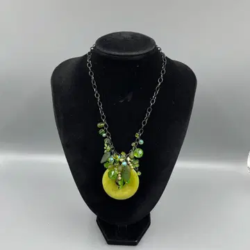 049 그린 컬러 비즈 옐로우 컬러 스톤 엘레강트 목걸이