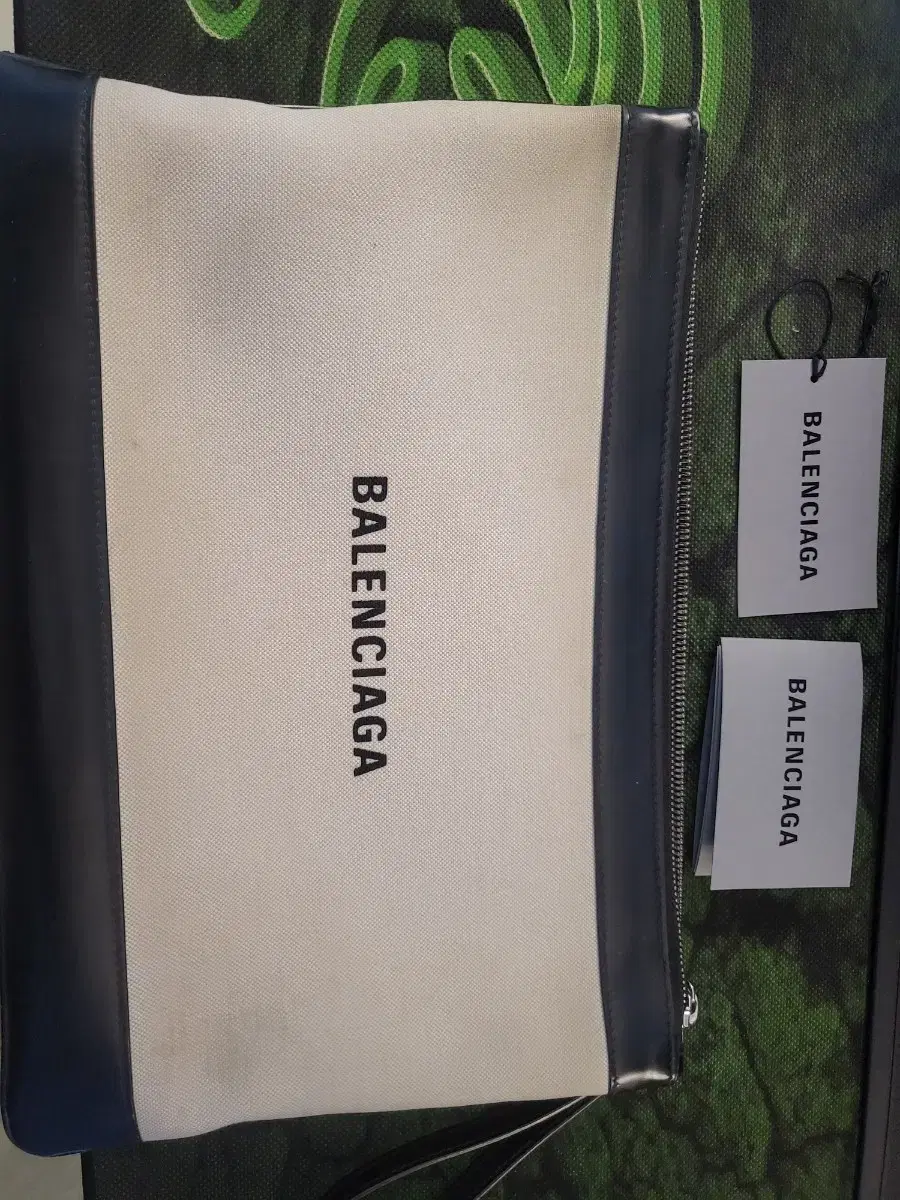 Balenciaga Logo Canvas Strap Clutch Bag