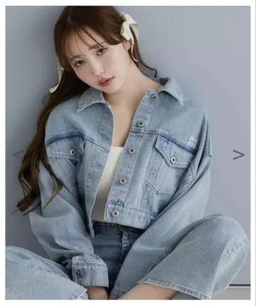 NICE CLAUP 로고 자수 데님 자켓
