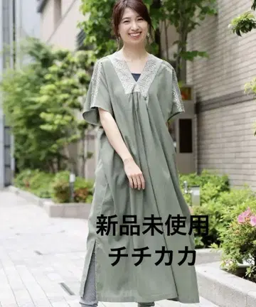 새상품 티티카카 자수 원피스 카키
