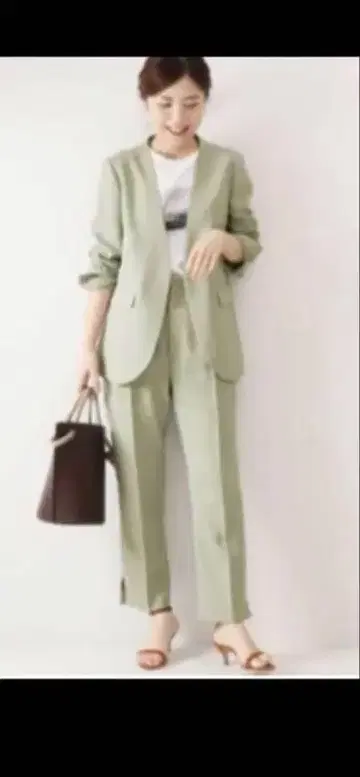 Spick & Span 린넨 같은 칼라리스 자켓 셋업