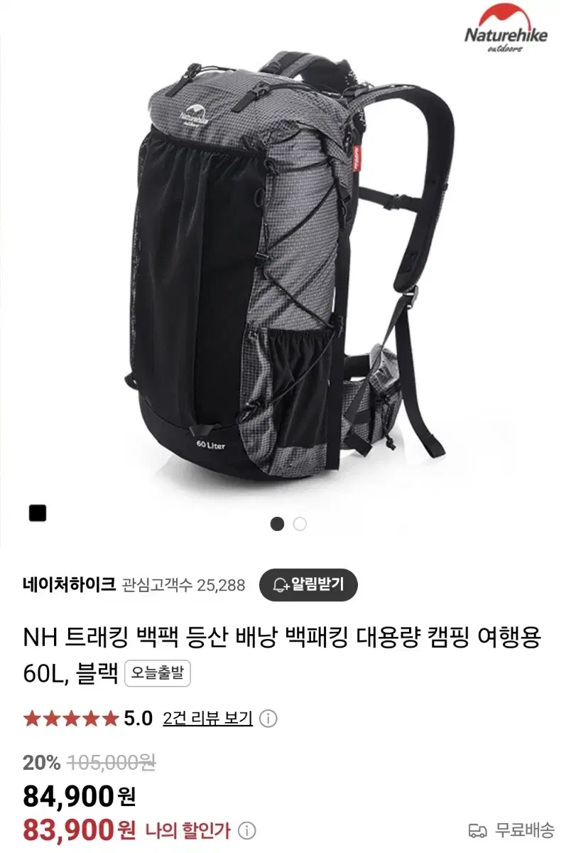 네이처하이크 백팩 60L