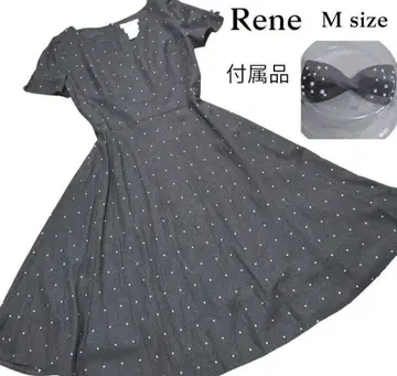 Rene 르네 플레어 원피스 도트 부속품 리본 포함