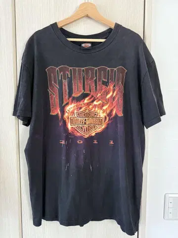 Harley Davidson 빅 로고 티셔츠 파이어 프레임