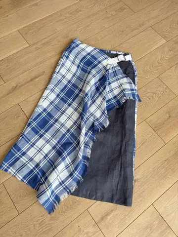 오닐 오브 더블린 체크 랩 스커트 린넨