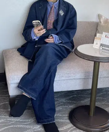 데님 프린지 셋업