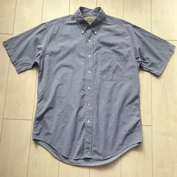 90s L.L.Bean 엘엘빈 반팔 깅엄 체크 셔츠 M