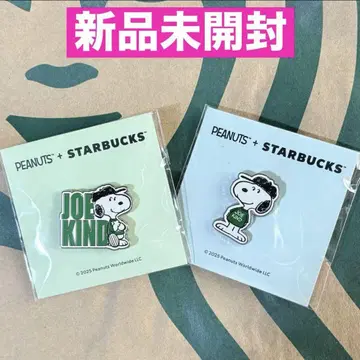 스타벅스 스누피 PEANUTS 핀 배지 2개 그린 블루