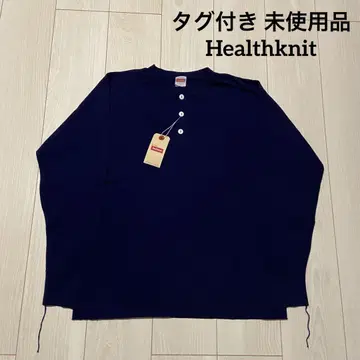 택 포함 미사용품 Healthknit 헬스니트 헨리넥 긴팔 티셔츠