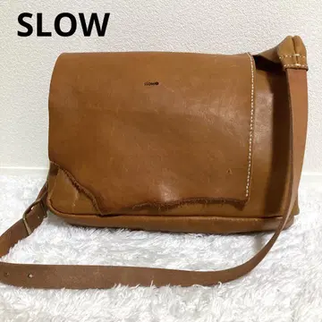 SLOW 메신저 백 숄더백 가죽 카멜
