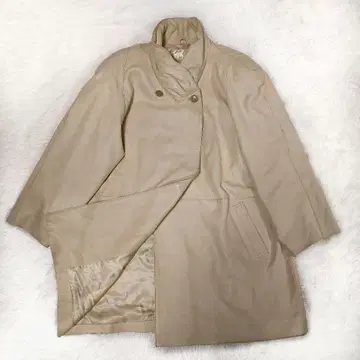PESCE 무스탕 양가죽 가죽 코트 롱 코트 긴팔 베이지 계열
