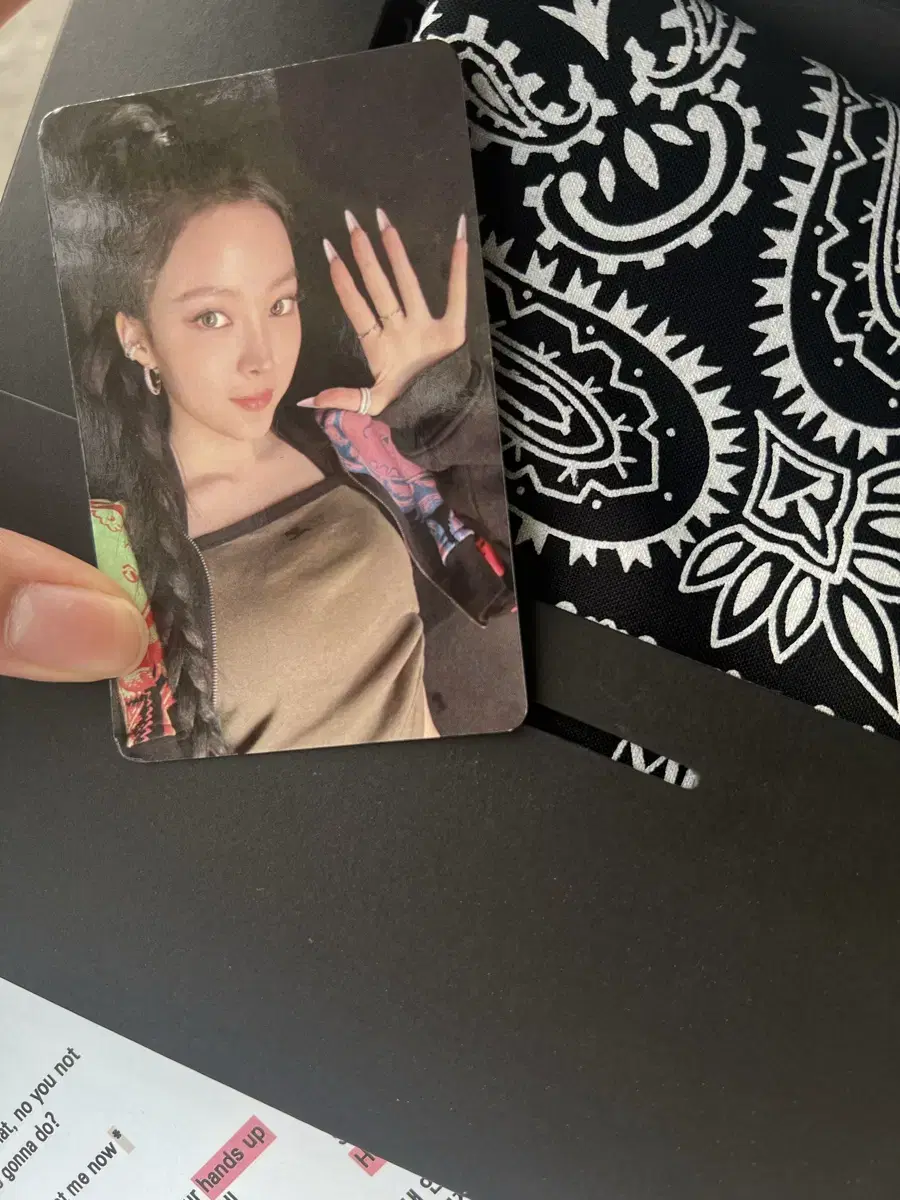 미야오 나린 핸즈업 공방 포카 반다나 슬로건 세트