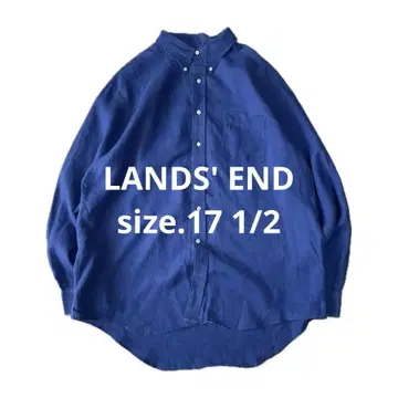 90s landsend 랜즈엔드 린넨 셔츠 긴팔 린넨 블루 XL