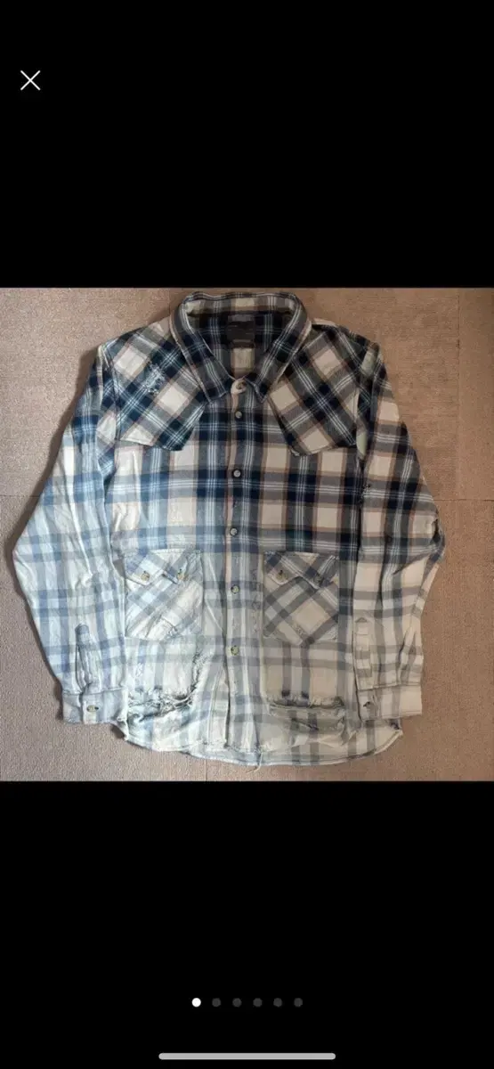 [ZARA] 생로랑맛 표백 그라데이션 데미지 플란넬 셔츠