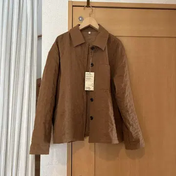 무인양품 새상품 카폭 혼방 이중 거즈 퀼트 자켓 여성 S 카멜