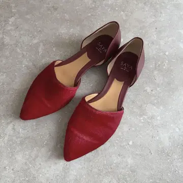 새상품급 SAYA 플랫슈즈 레드 24.5cm