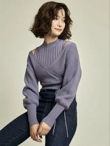 LILY BROWN 레이어드 니트 탑 라벤더