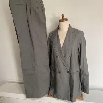 그레이 더블 브레스트 자켓 팬츠 셋업