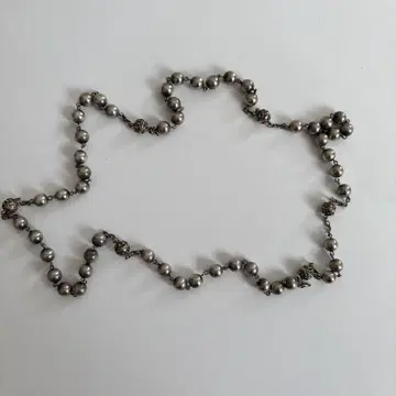실버 펄 목걸이 약 70cm 앤티크
