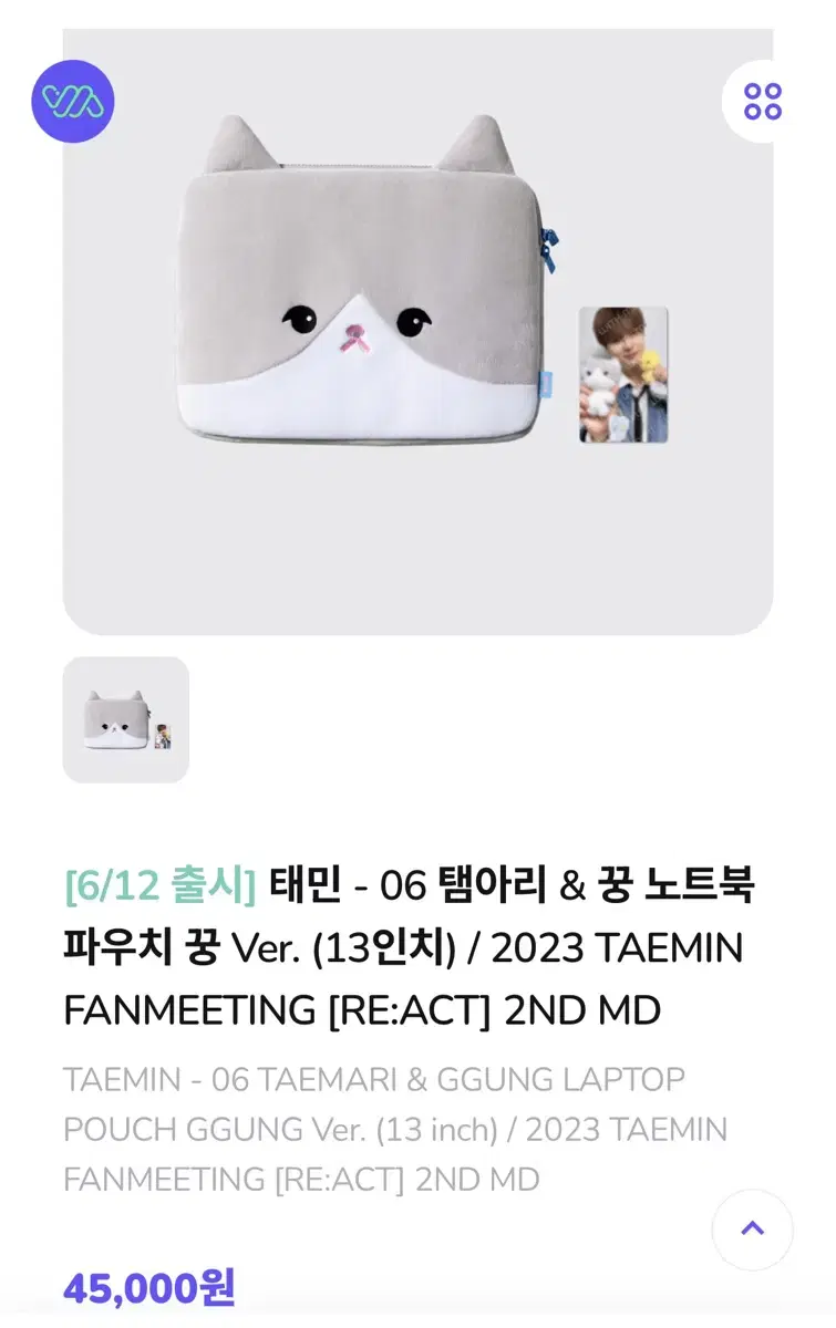 태민 캠아리꿍 노트북 랩탑 파우치 미개봉