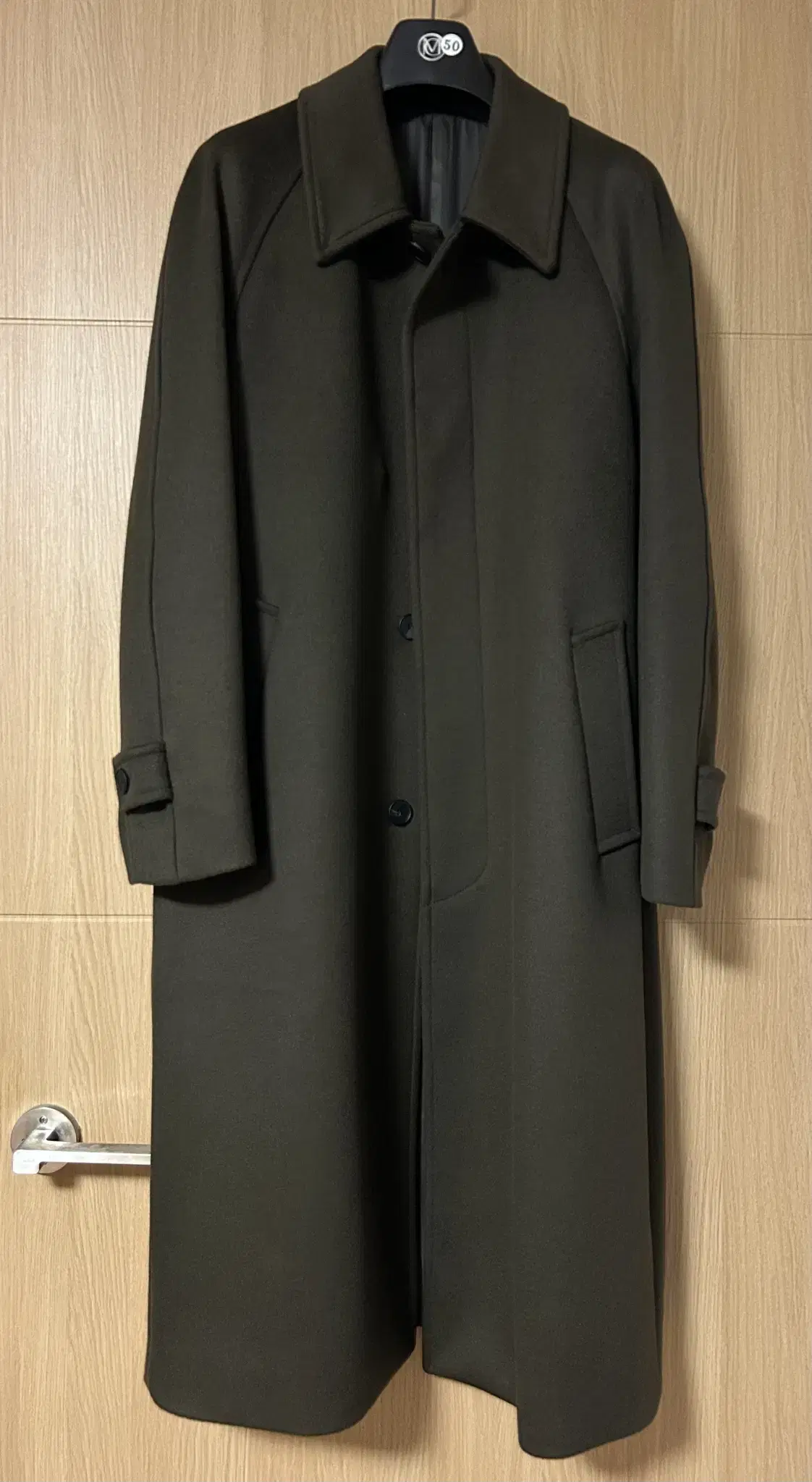 마마가리 23FW 캐시미어 블렌드 울 발마칸 코트 올리브 50