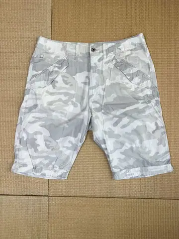 G-Star RAW 카고 숏 팬츠 34 화이트 그레이 카모플라쥬