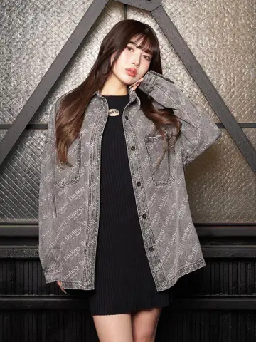 Darich 다리치 오블리크 오버 데님 셔츠 데님 자켓 블랙