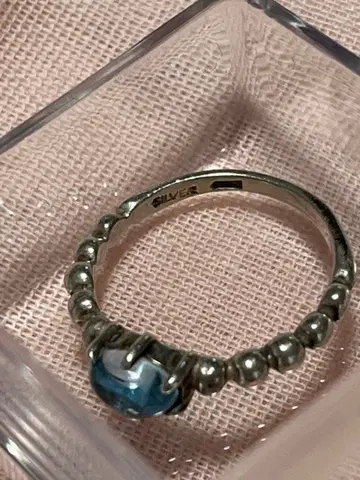 실버 925 아쿠아 마린 반지 빈티지 귀여운