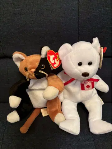 Ty Beanie Babies 봉제 인형 고양이 Chip 곰