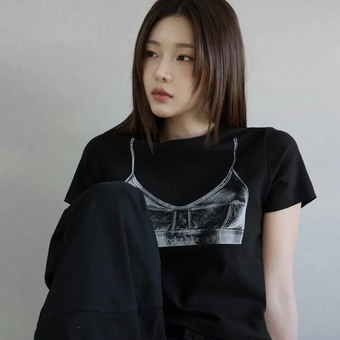 Tシャツ・カットソー ROCKCAKE One Shoulder Layered Top Gray 락케이크 Rock Cake