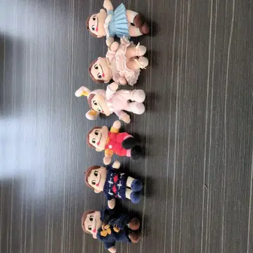 페코짱 봉제 인형 6개 세트와 목이 움직이는 페코짱