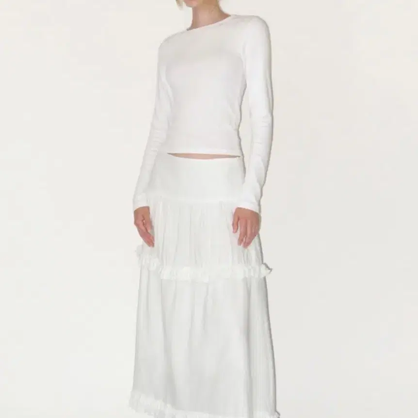 【SUNBURN PROJECT】Frill Maxi Skirt★韓国人気★追跡付 Sunburn Project Frill Maxi Skirt (WHITE) #썬번프로젝트,#썬번
