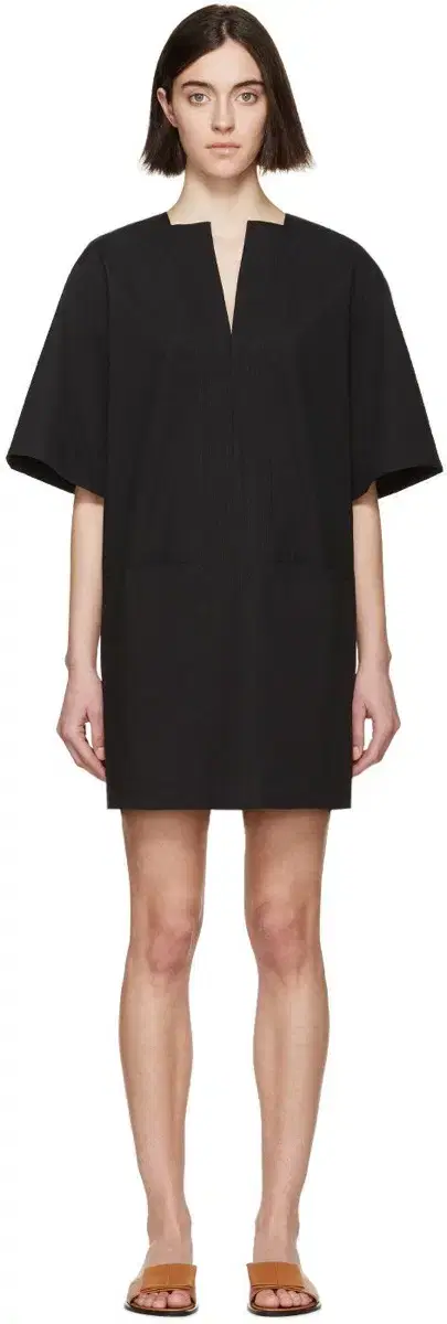 Toteme V-neck Short Sleeve Mini Onepiece Black S