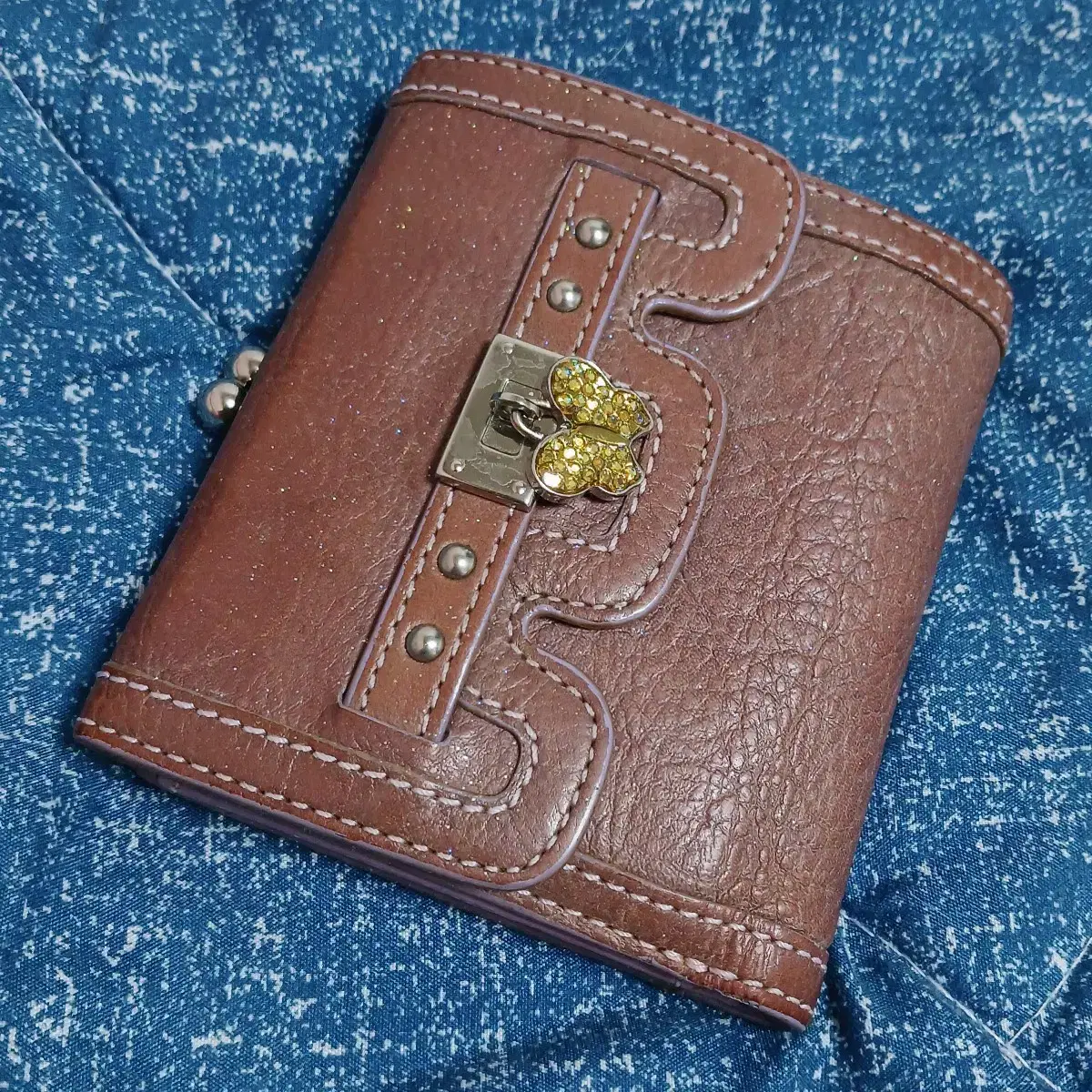 Vintage Anna Sui Butterfly Cubic Glitter Trifold Wallet