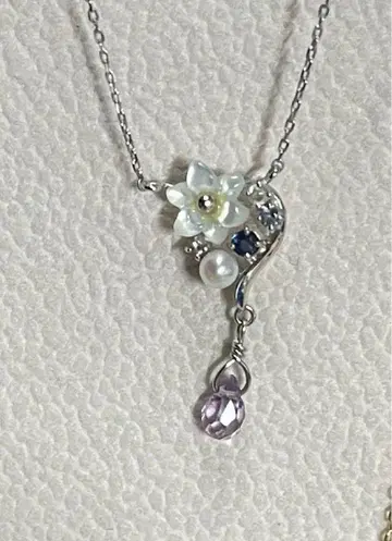 사만다 티아라 플라워 티어드롭 목걸이