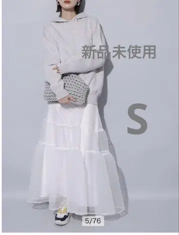 미사용 새상품 Arpege story 오간 티어드 스커트 S 화이트