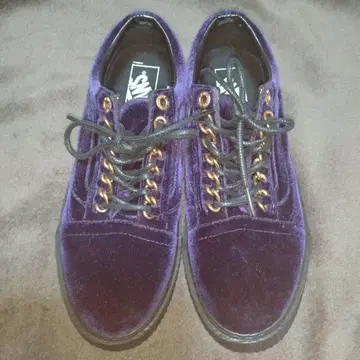 새상품 VANS 스니커즈 24cm 보라색 벨벳 올드스쿨 반스