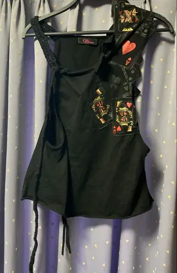 y2k KERA 지퍼 FRUIT 트럼프 무늬 탱크탑 개성 있는 구제 의류