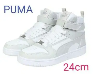 새상품 PUMA 천연 가죽 스니커즈 24cm 스포츠 슈즈 화이트 방수