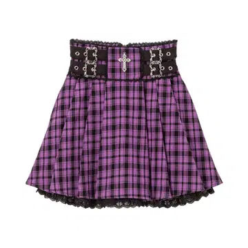 디어마이러브 십자가 참 레이스 프릴 플리츠 스커트