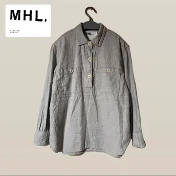MHL. 마가렛 호웰 풀오버 플란넬 셔츠 라이트 그레이 코튼 마