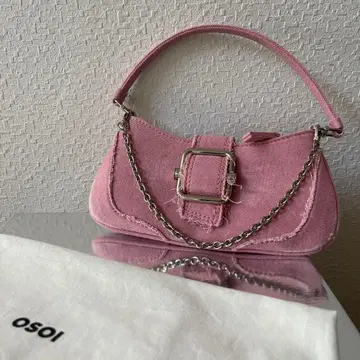 오소이 핑크 데님 숄더백 체인 포함