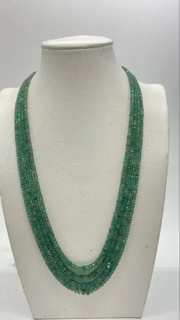 1583. 에메랄드 버튼 컷 그라데이션 4연 목걸이