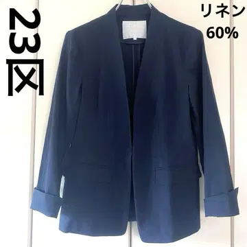 23구 heritage classic 노카라 자켓 린넨 네이비