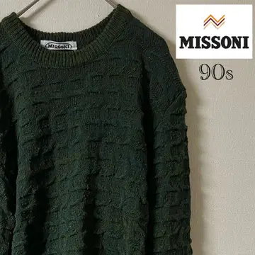 90s MISSONI (미쏘니) 믹스 니트 / M / 그린 / 이탈리아제