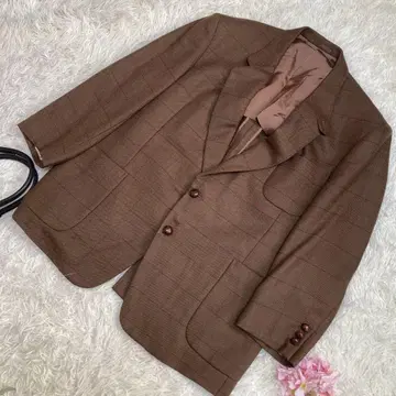 새상품급 SCABAL 고급 수트 테일러드 자켓 브라운 체크 XL 상당
