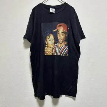 2PAC 크로스 컬러 래퍼 티셔츠 블랙 밴딩 티셔츠 M